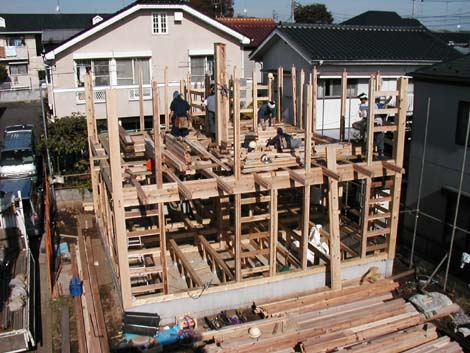 東村山の木の家 建て方２日目